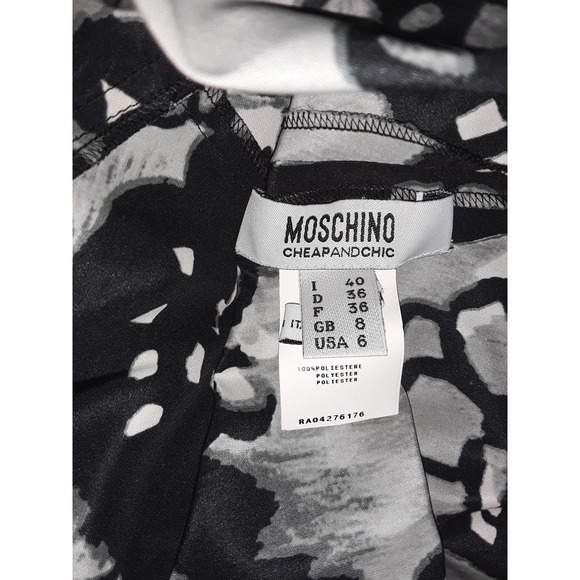 Moschino Abstract Floral Black, Gray, White Dress 6 - Picture 3 of 8